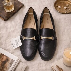 George Black Loafers Gold Hardware Work Office Flats NWT